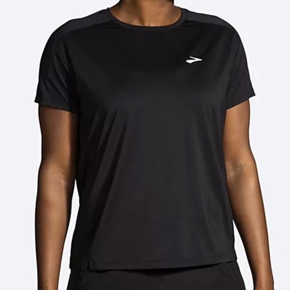 BNWT BROOKS WOMEN'S SPRINT FREE SHORT SLEEVE 2.0 T-SHIRT BLACK US SIZE XXL - Picture 2 of 14